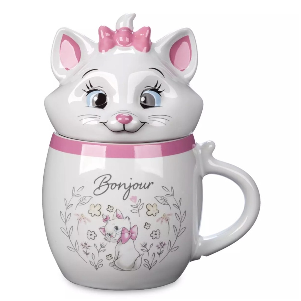 Disney Parks The Aristocats Marie Sculpted Lid Topper Ceramic Coffee Mug New